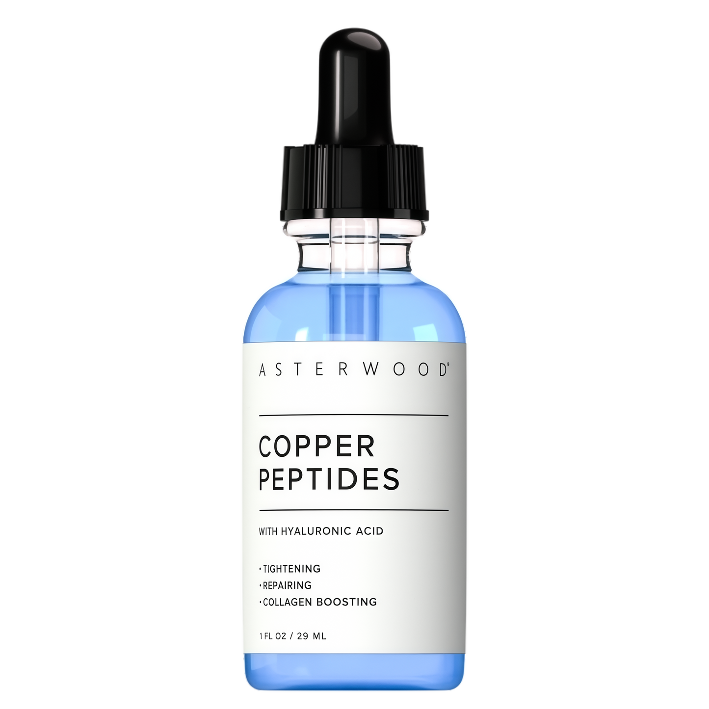 Asterwood Copper Peptides Serum for Face, GHK-Cu Peptide w/Hyaluronic Acid | Topical GHK-Cu with HA, Anti-Aging, Hydrating & Collagen Boosting, Cruelty-Free, 1 Fl Oz
