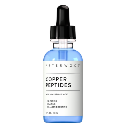 Asterwood Copper Peptides Serum for Face, GHK-Cu Peptide w/Hyaluronic Acid | Topical GHK-Cu with HA, Anti-Aging, Hydrating & Collagen Boosting, Cruelty-Free, 1 Fl Oz