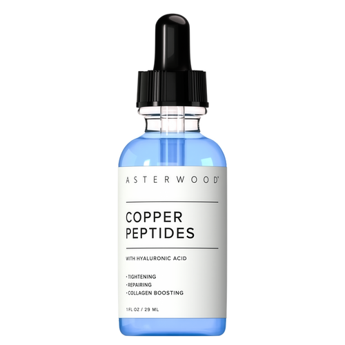 Asterwood Copper Peptides Serum for Face, GHK-Cu Peptide w/Hyaluronic Acid | Topical GHK-Cu with HA, Anti-Aging, Hydrating & Collagen Boosting, Cruelty-Free, 1 Fl Oz